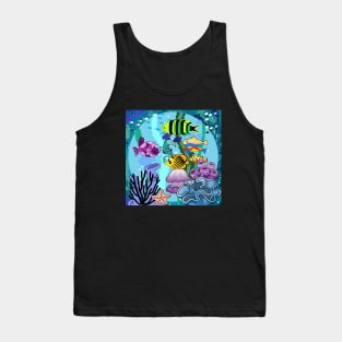 The Story of the Sea,tropical fish, coral reefs, seaweed Tank Top